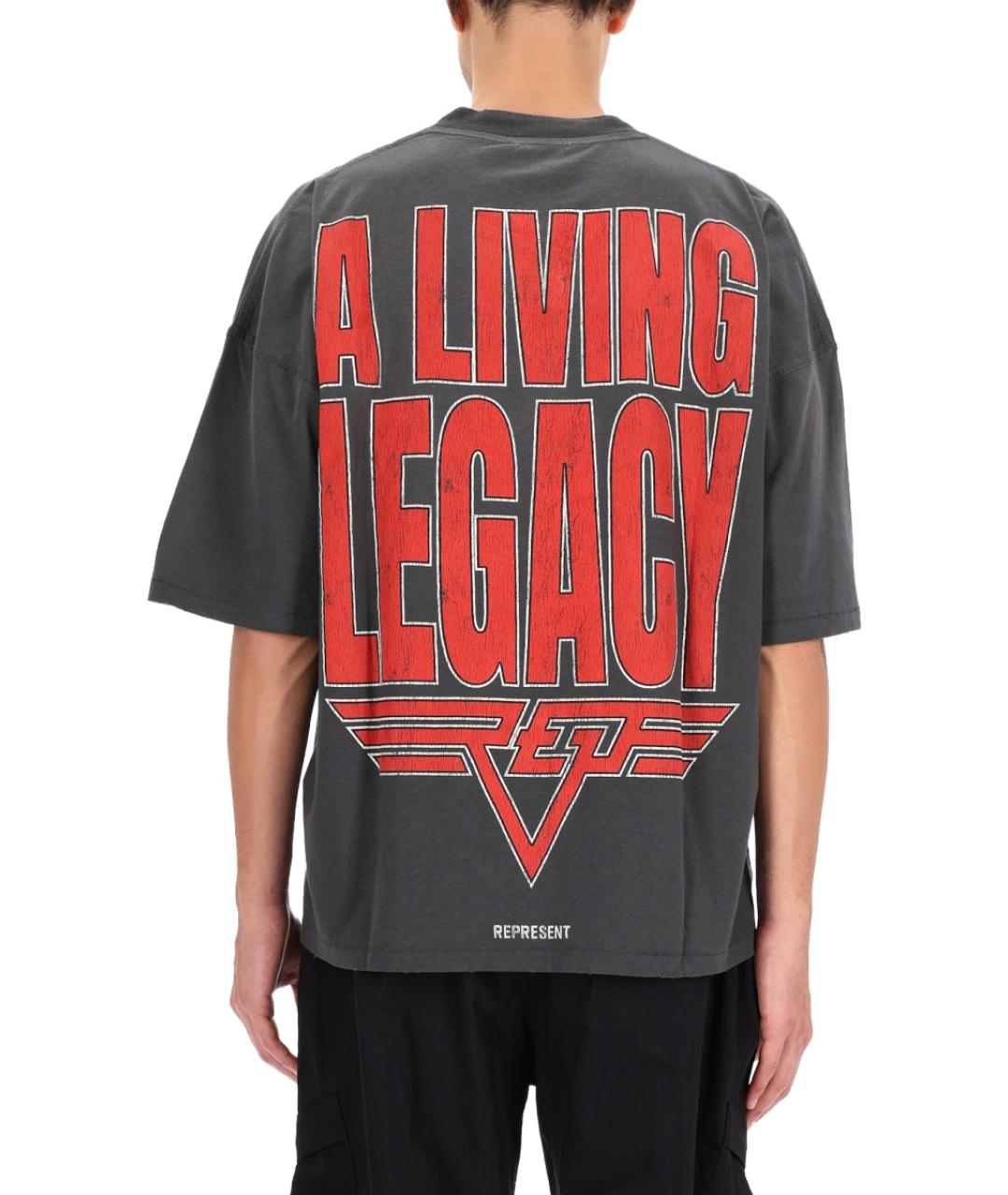 REPRESENT Серая хлопковая футболка, фото 3