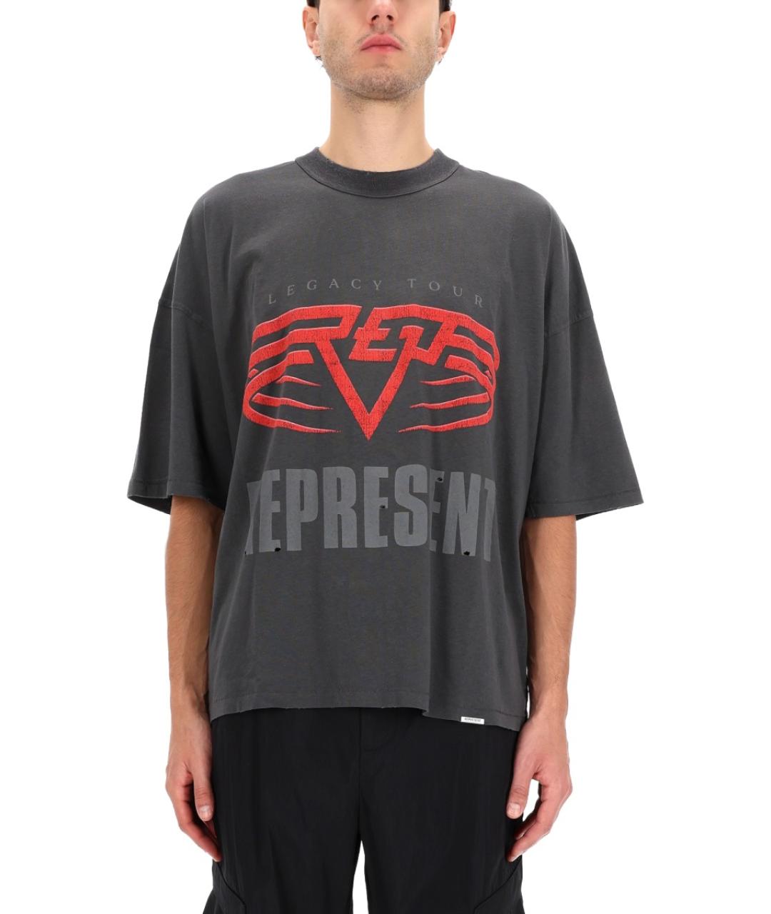 REPRESENT Серая хлопковая футболка, фото 4