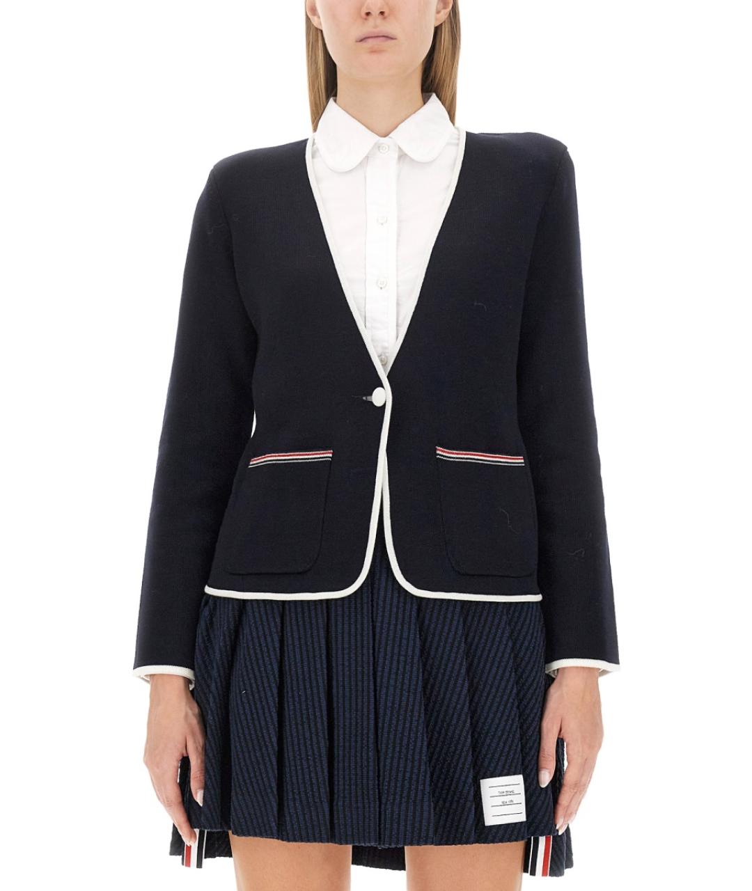 THOM BROWNE Темно-синий шерстяной жакет/пиджак, фото 2