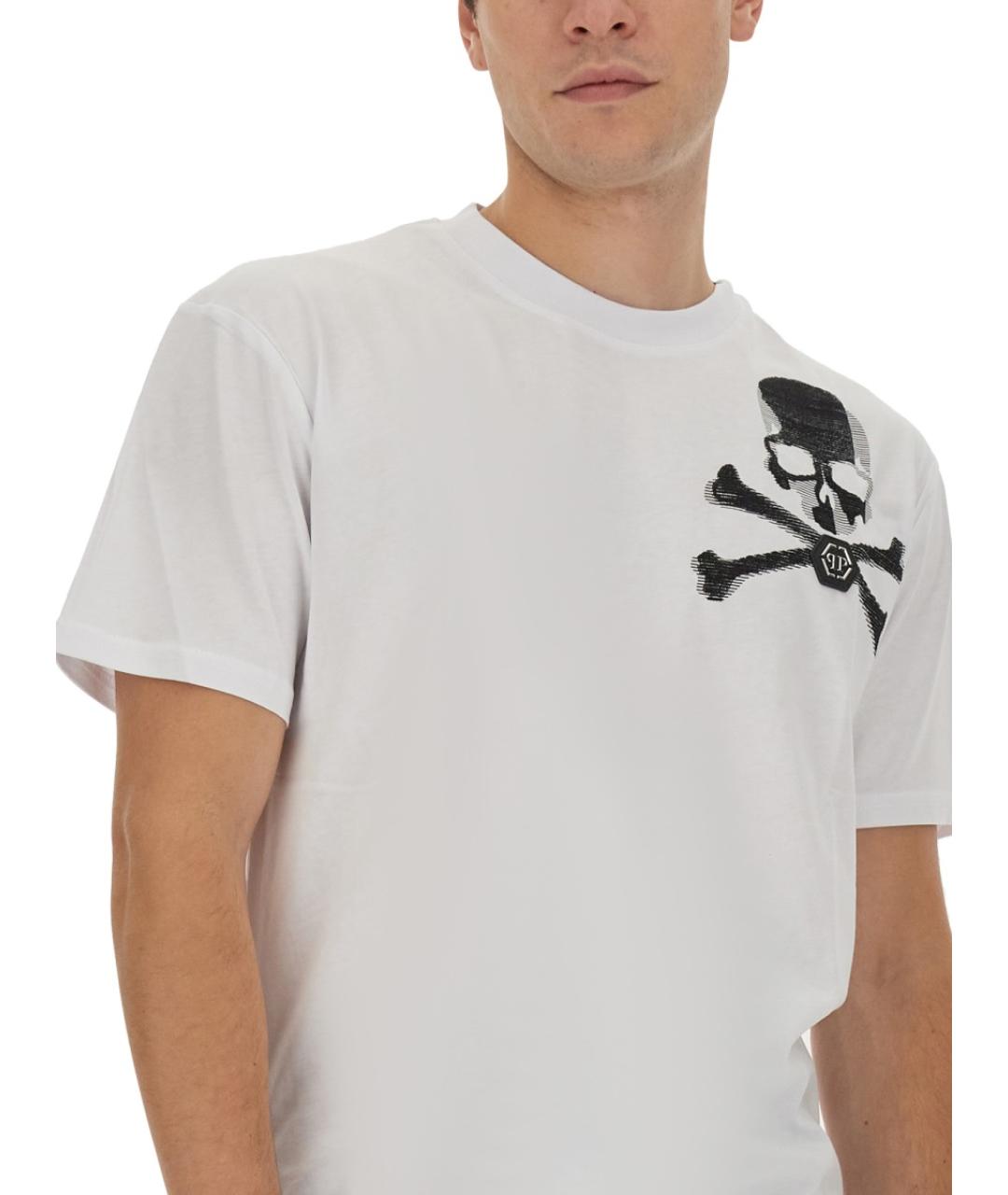 PHILIPP PLEIN Белая хлопковая футболка, фото 4