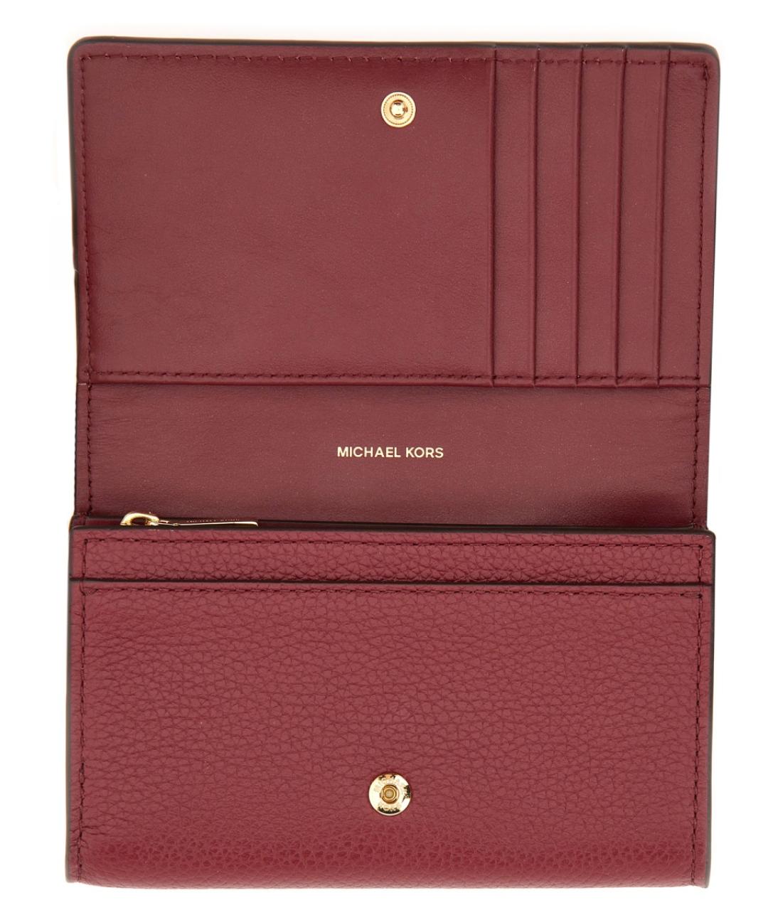 MICHAEL KORS Бордовый кожаный кошелек, фото 3