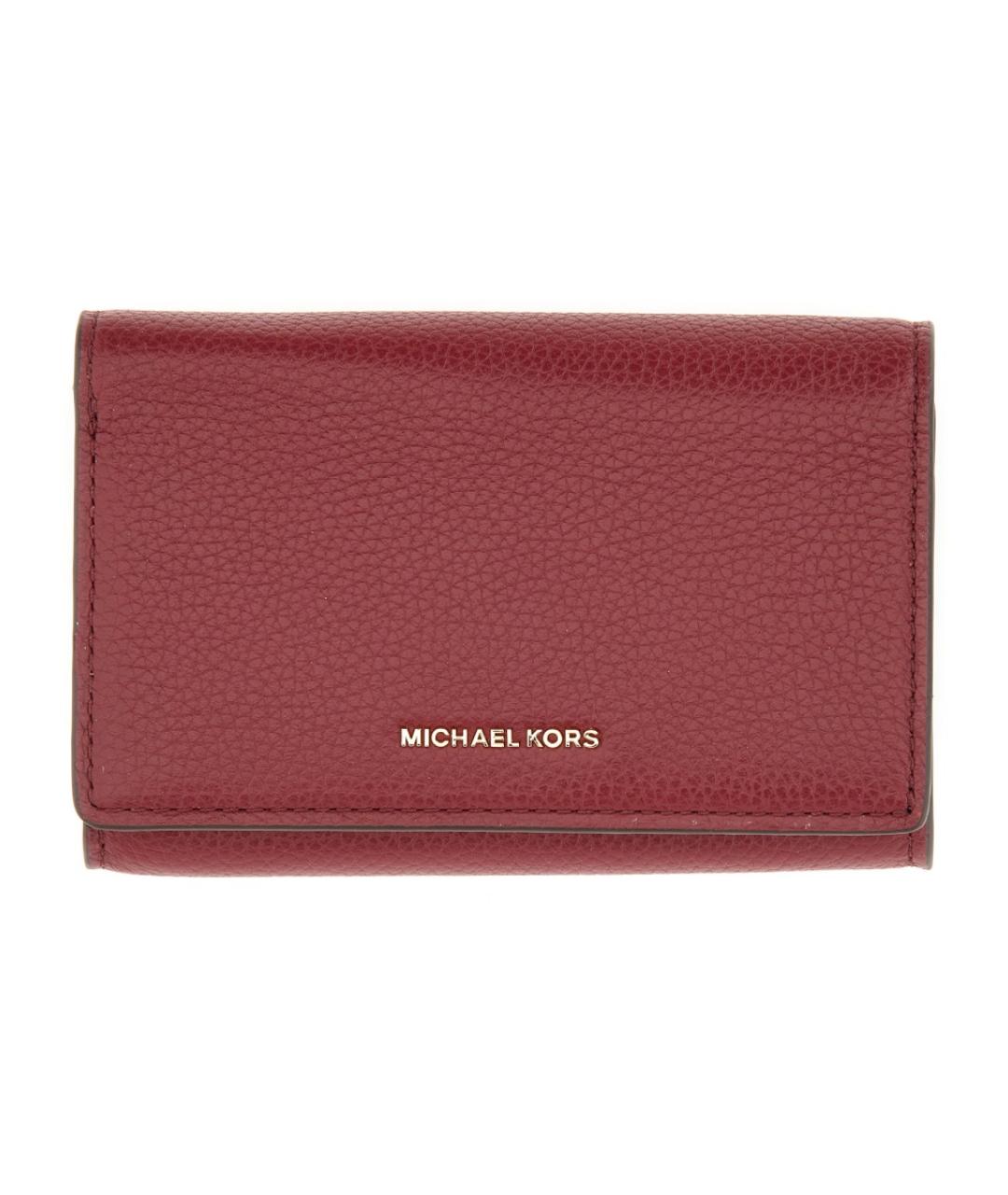 MICHAEL KORS Бордовый кожаный кошелек, фото 1
