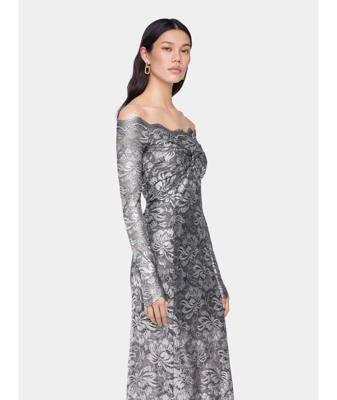 PACO RABANNE Серебряное полиамидовое коктейльное платье, фото 5