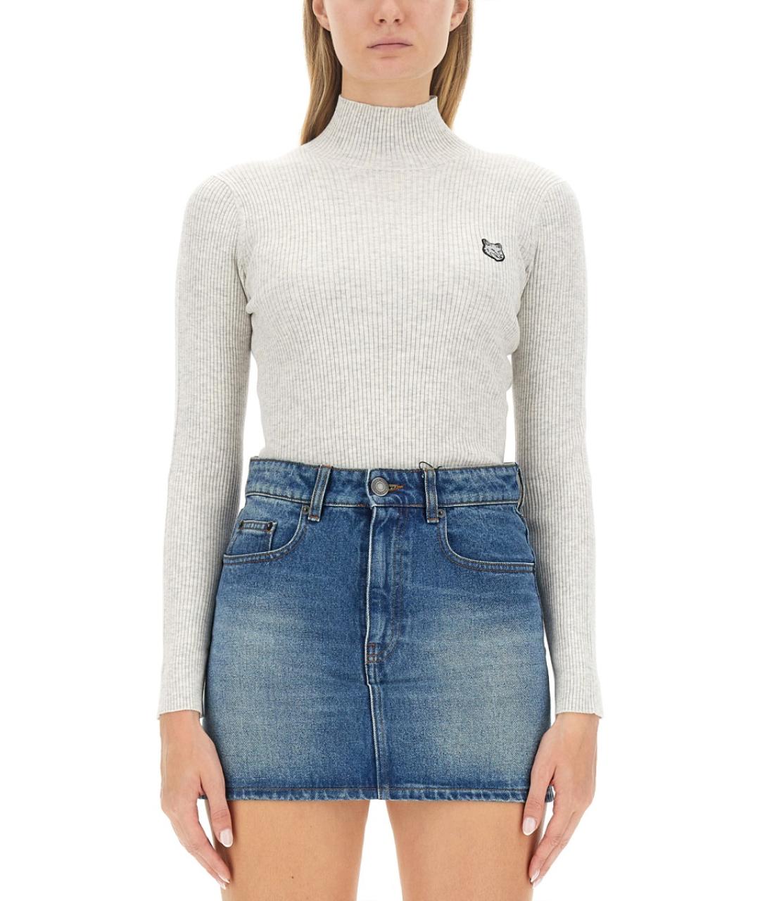 MAISON KITSUNE Серая шерстяная водолазка, фото 2