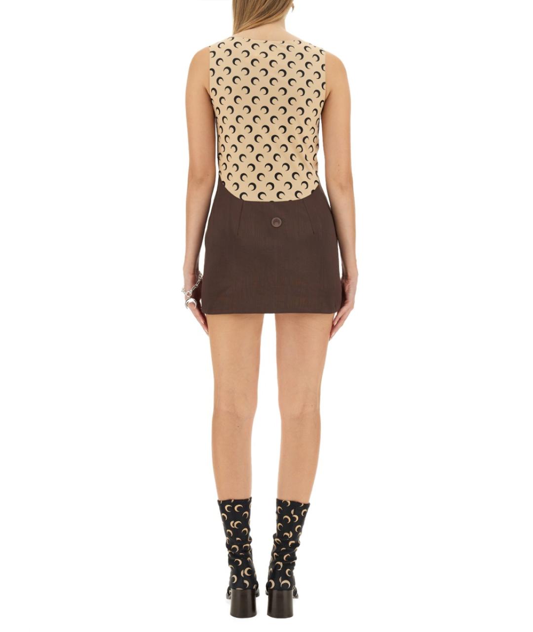 MARINE SERRE Коричневое полиэстеровое повседневное платье, фото 3