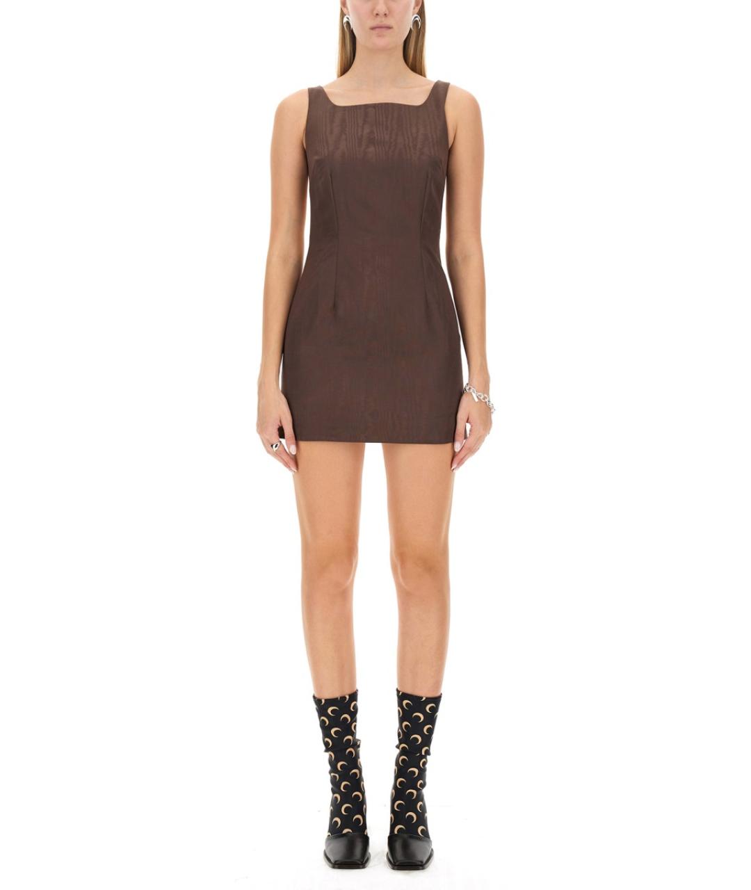 MARINE SERRE Коричневое полиэстеровое повседневное платье, фото 5