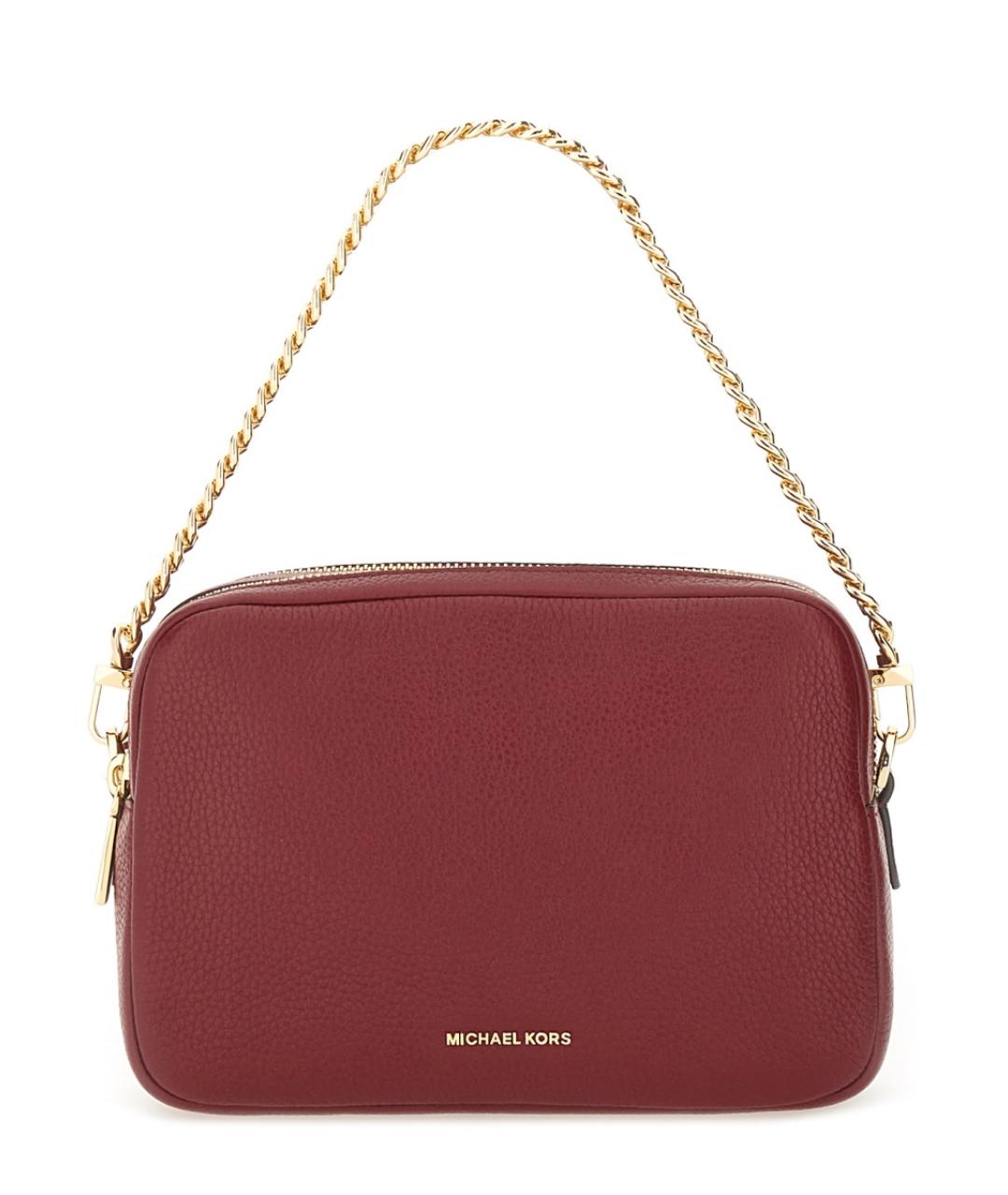 MICHAEL KORS Бордовая кожаная сумка через плечо, фото 1