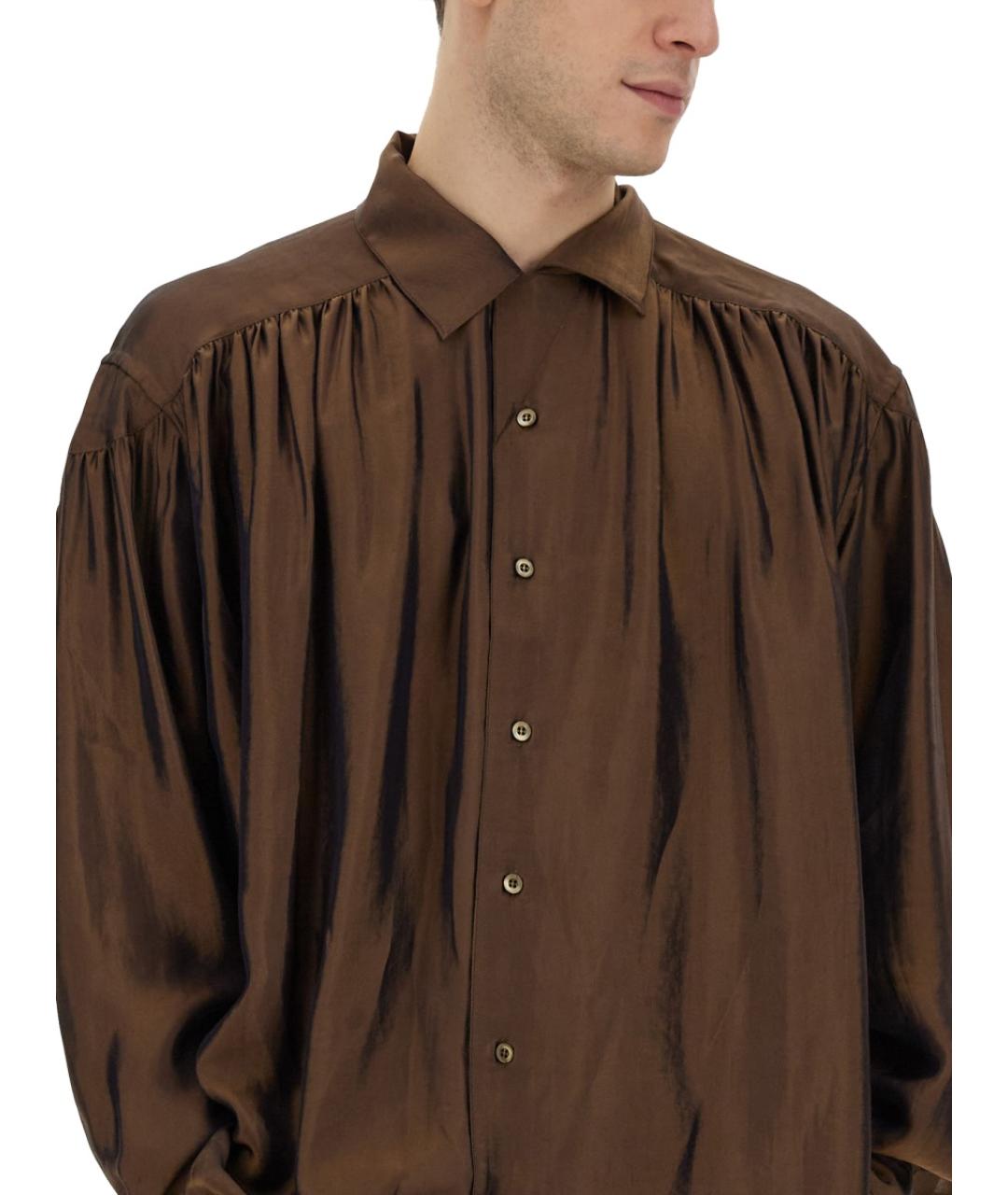 AïE Коричневая хлопковая кэжуал рубашка, фото 4
