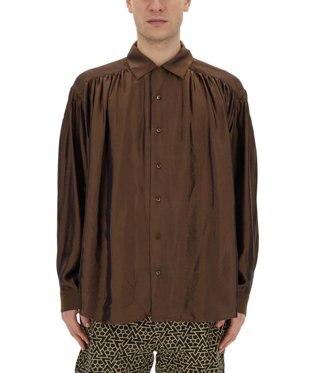 AïE Коричневая хлопковая кэжуал рубашка, фото 5