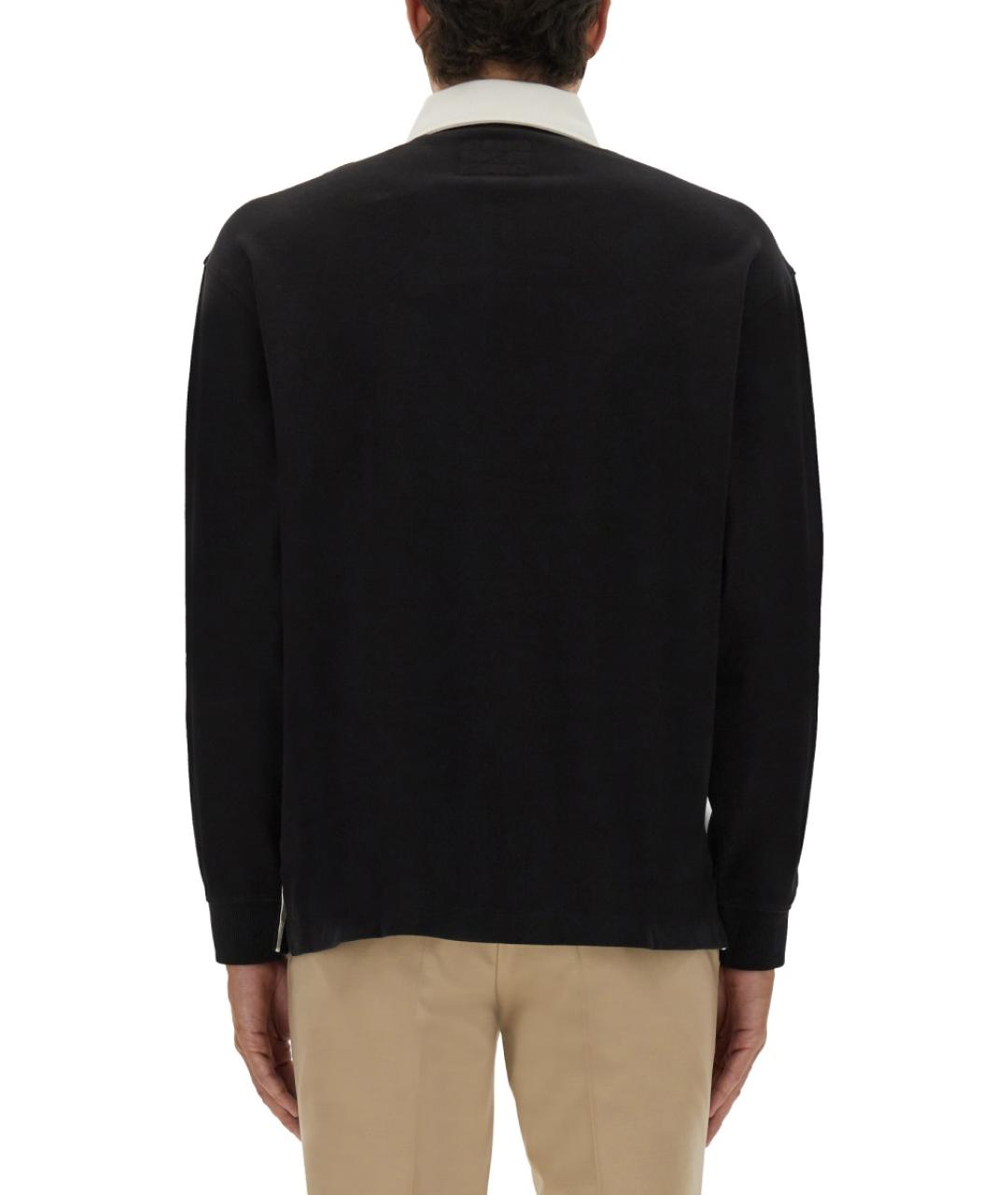 HUGO Черное хлопковое поло с длинным рукавом, фото 3