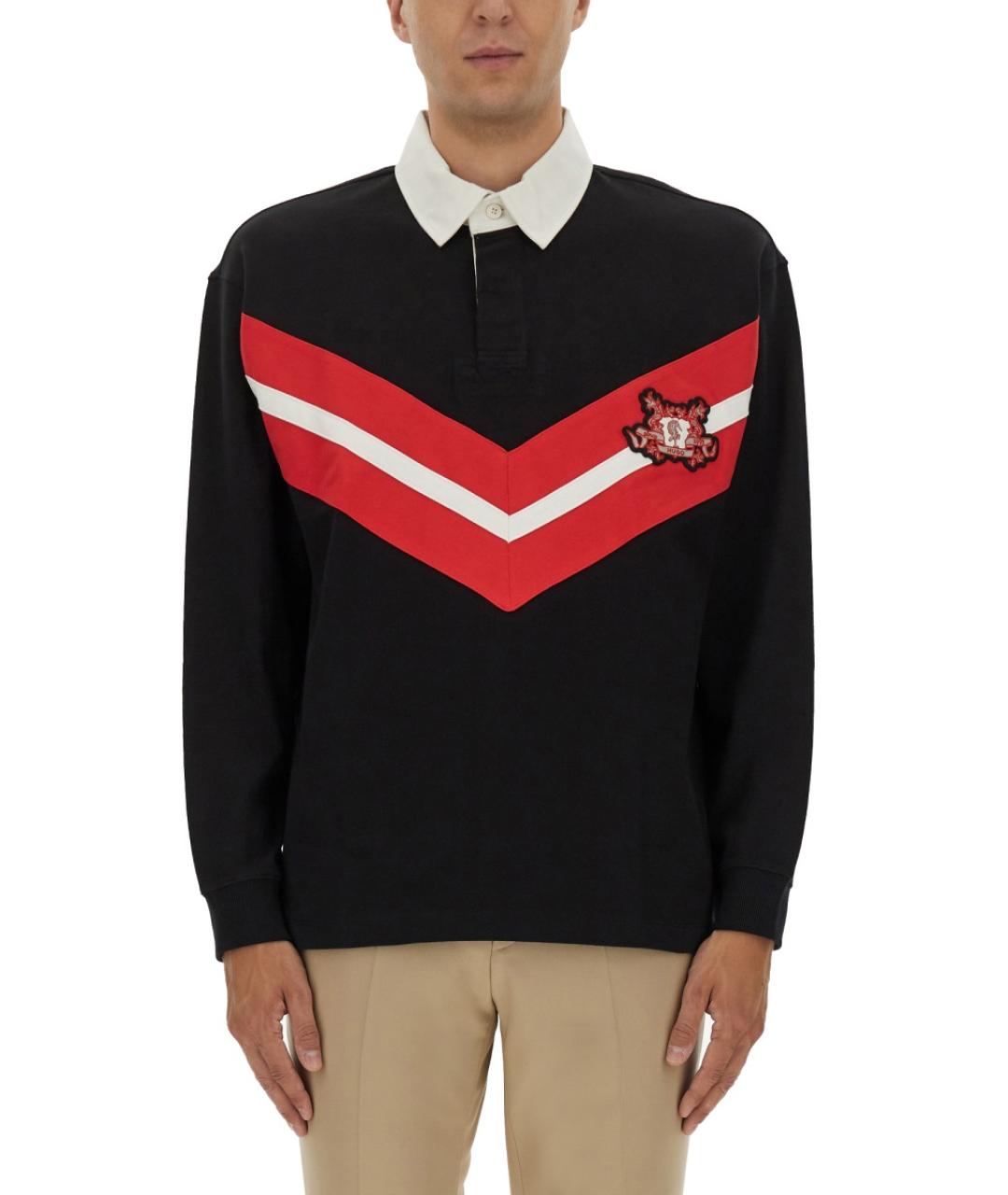 HUGO Черное хлопковое поло с длинным рукавом, фото 5