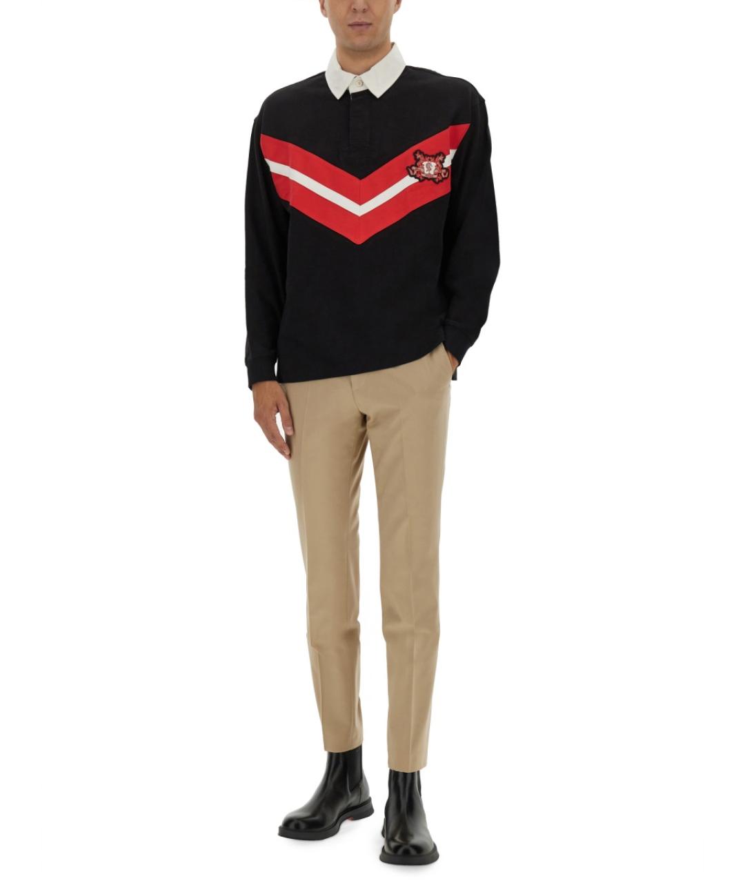 HUGO Черное хлопковое поло с длинным рукавом, фото 2