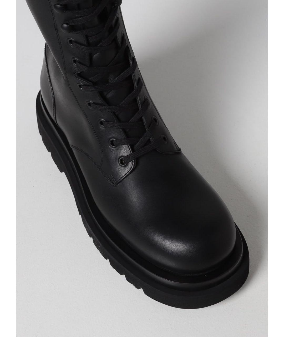 BOTTEGA VENETA Черные кожаные высокие ботинки, фото 4