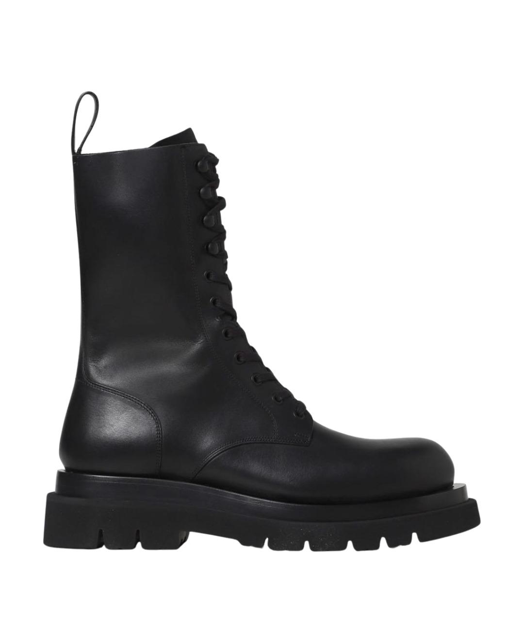 BOTTEGA VENETA Черные кожаные высокие ботинки, фото 1