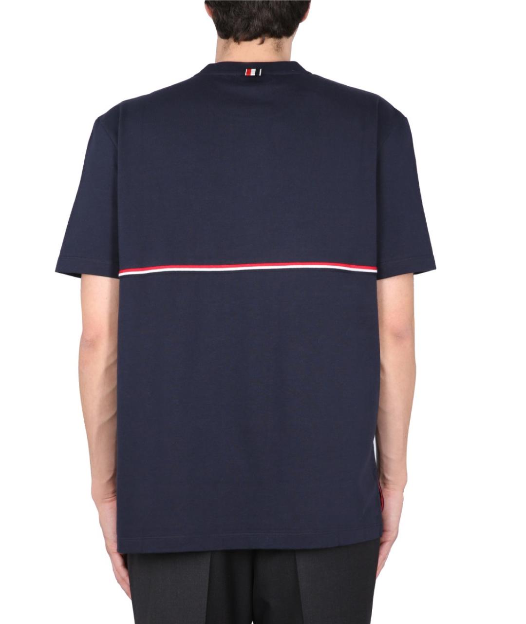 THOM BROWNE Синяя хлопковая футболка, фото 3