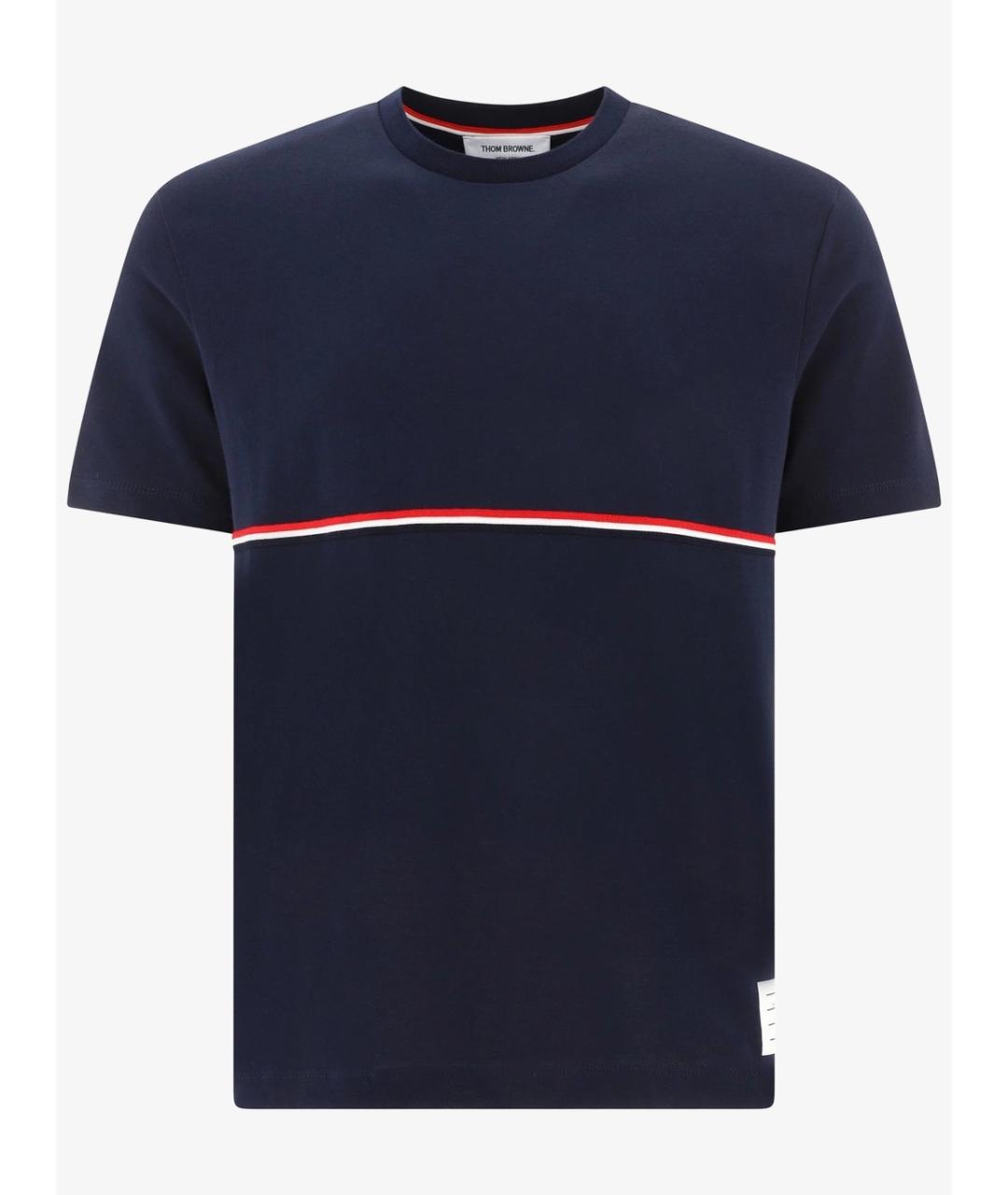 THOM BROWNE Синяя хлопковая футболка, фото 1