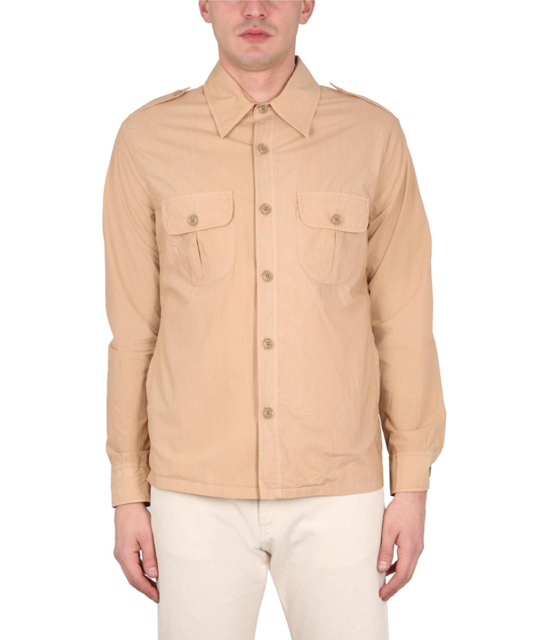 ASPESI Бежевая хлопковая кэжуал рубашка, фото 5