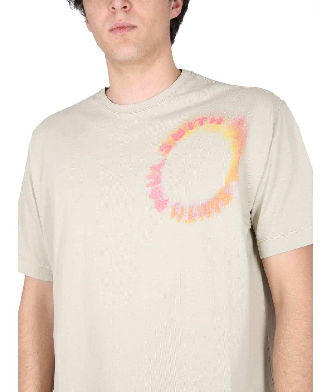 PAUL SMITH Бежевая хлопковая футболка, фото 5