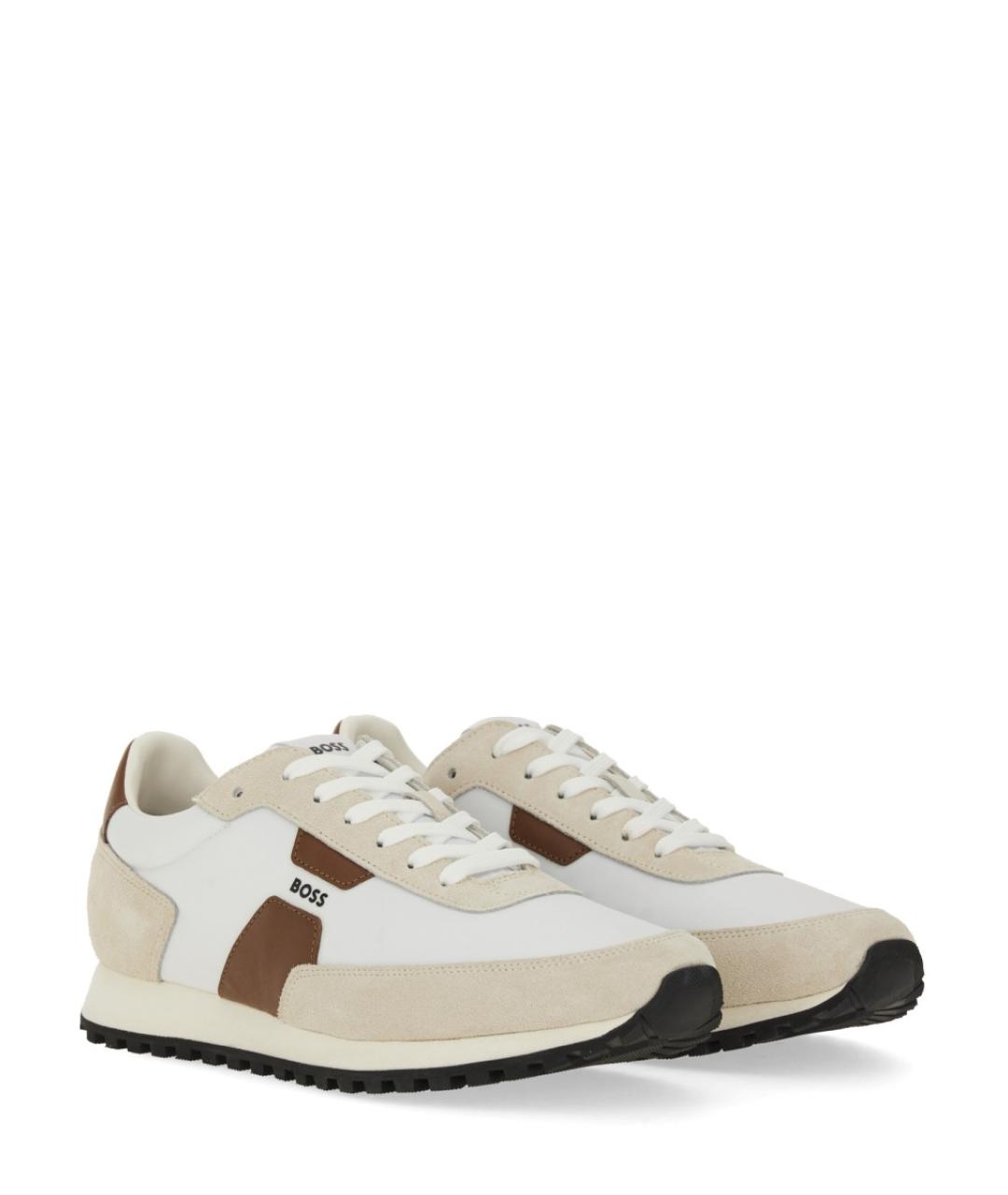 HUGO BOSS Белые кожаные низкие кроссовки / кеды, фото 2