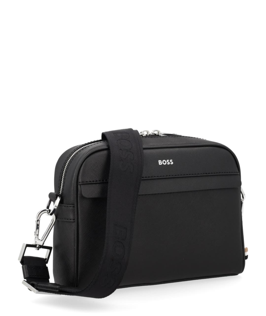 HUGO BOSS Черная кожаная сумка на плечо, фото 2