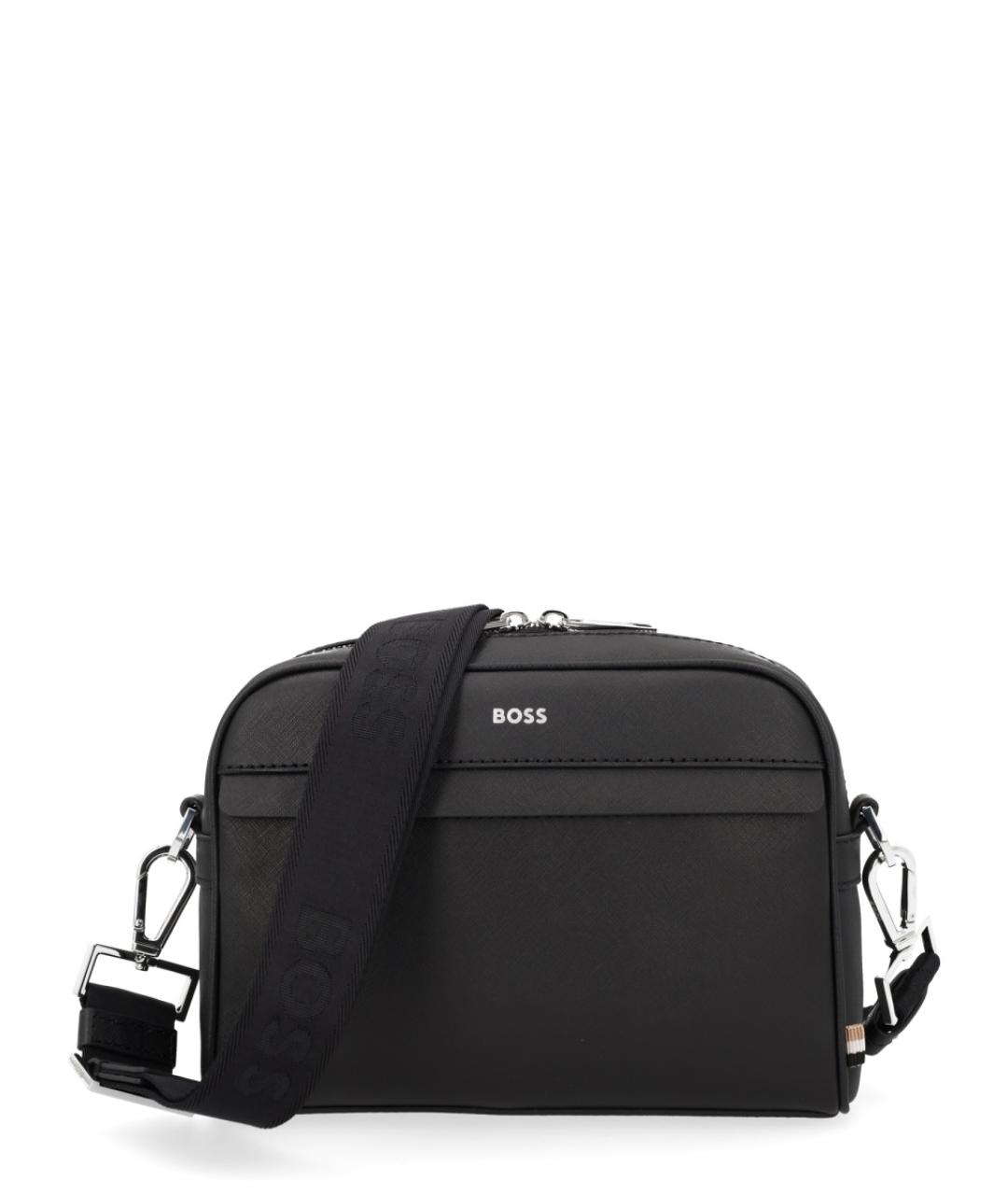 HUGO BOSS Черная кожаная сумка на плечо, фото 1