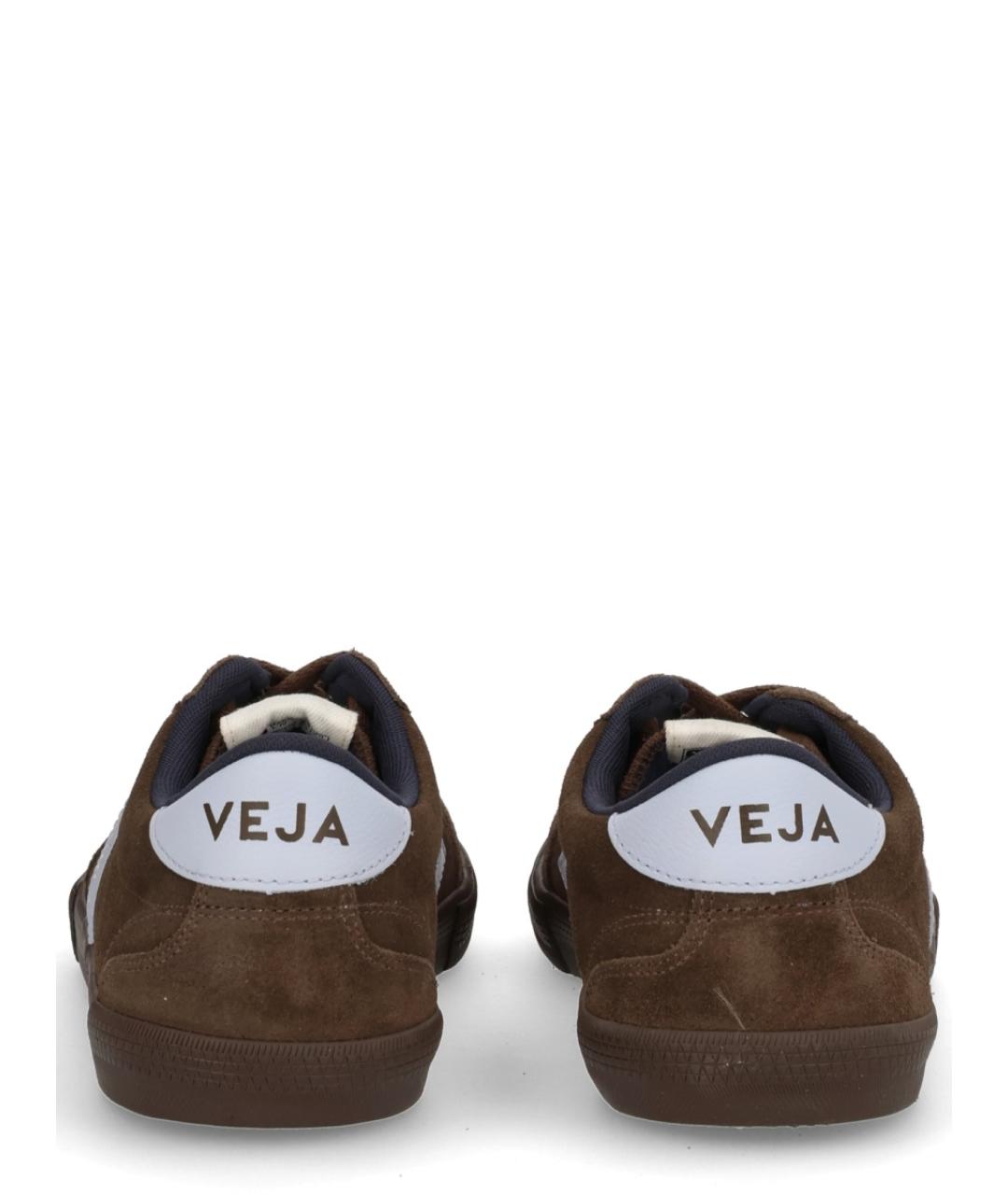 VEJA Коричневые кожаные низкие кроссовки / кеды, фото 4