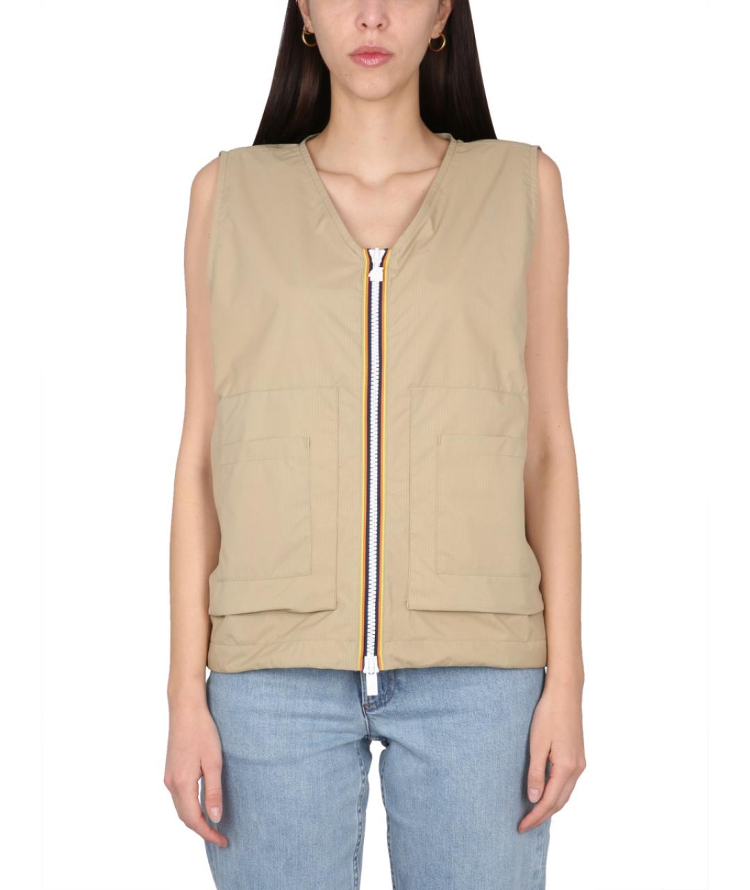 K-WAY Бежевый полиамидовый жилет, фото 2