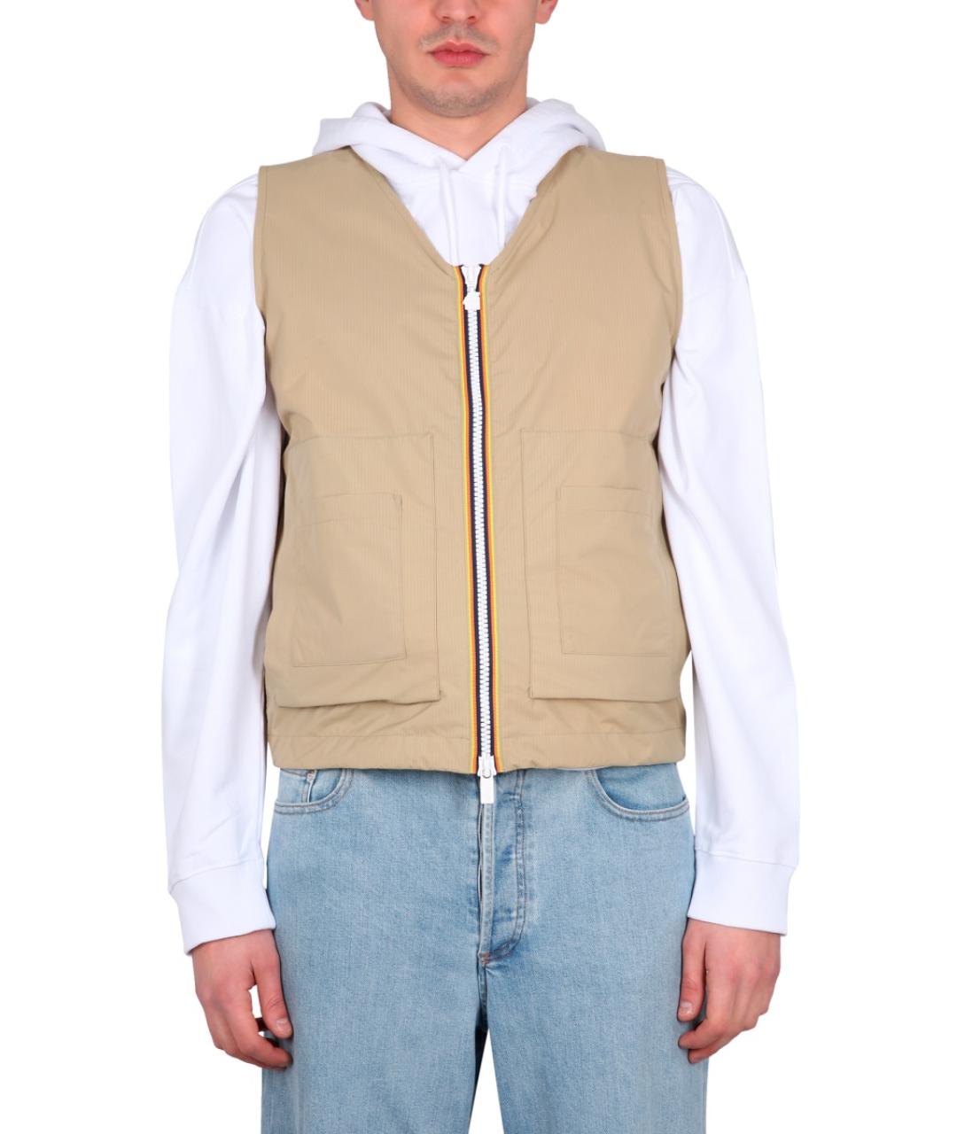 K-WAY Бежевый полиамидовый жилет, фото 7