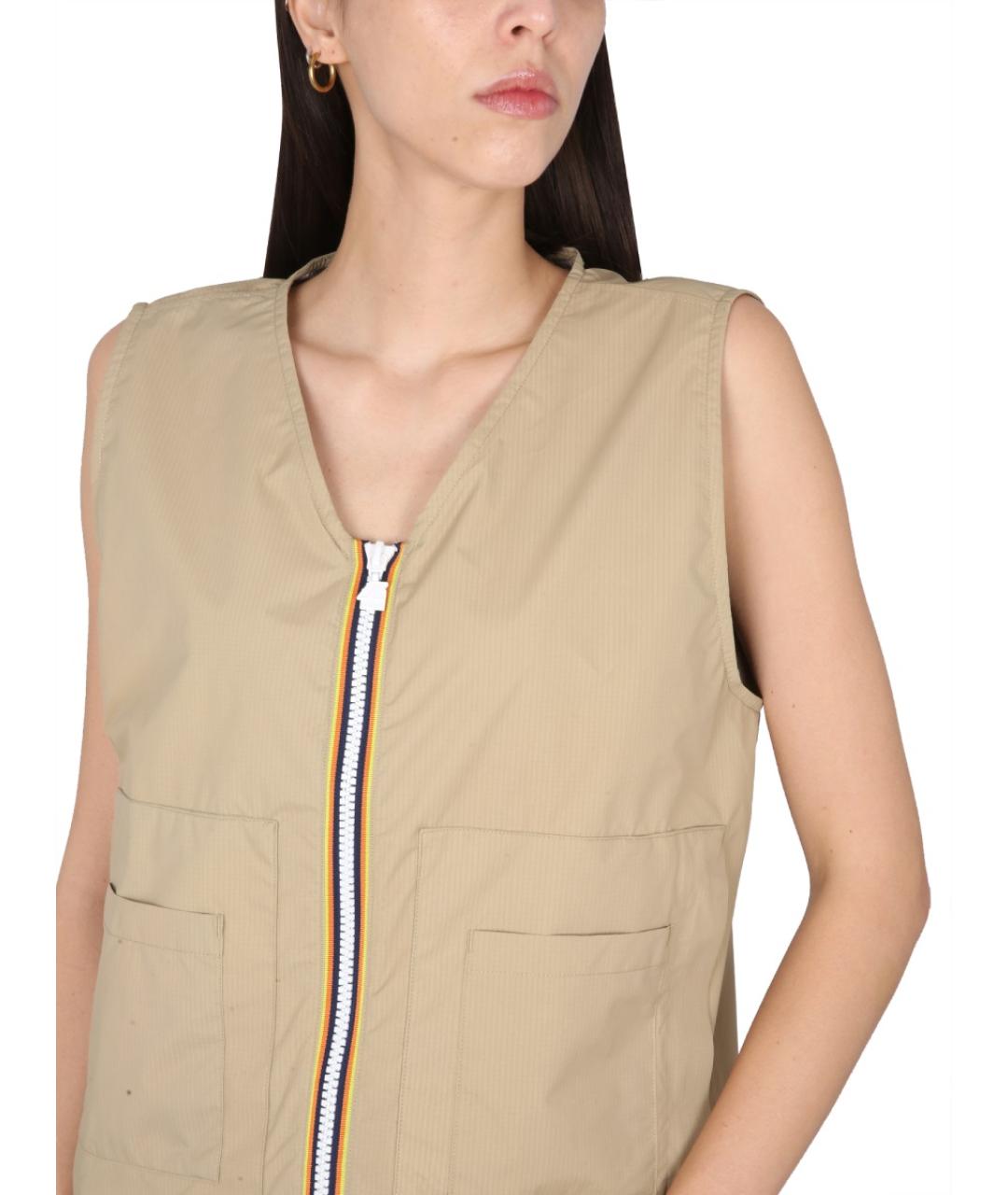 K-WAY Бежевый полиамидовый жилет, фото 5