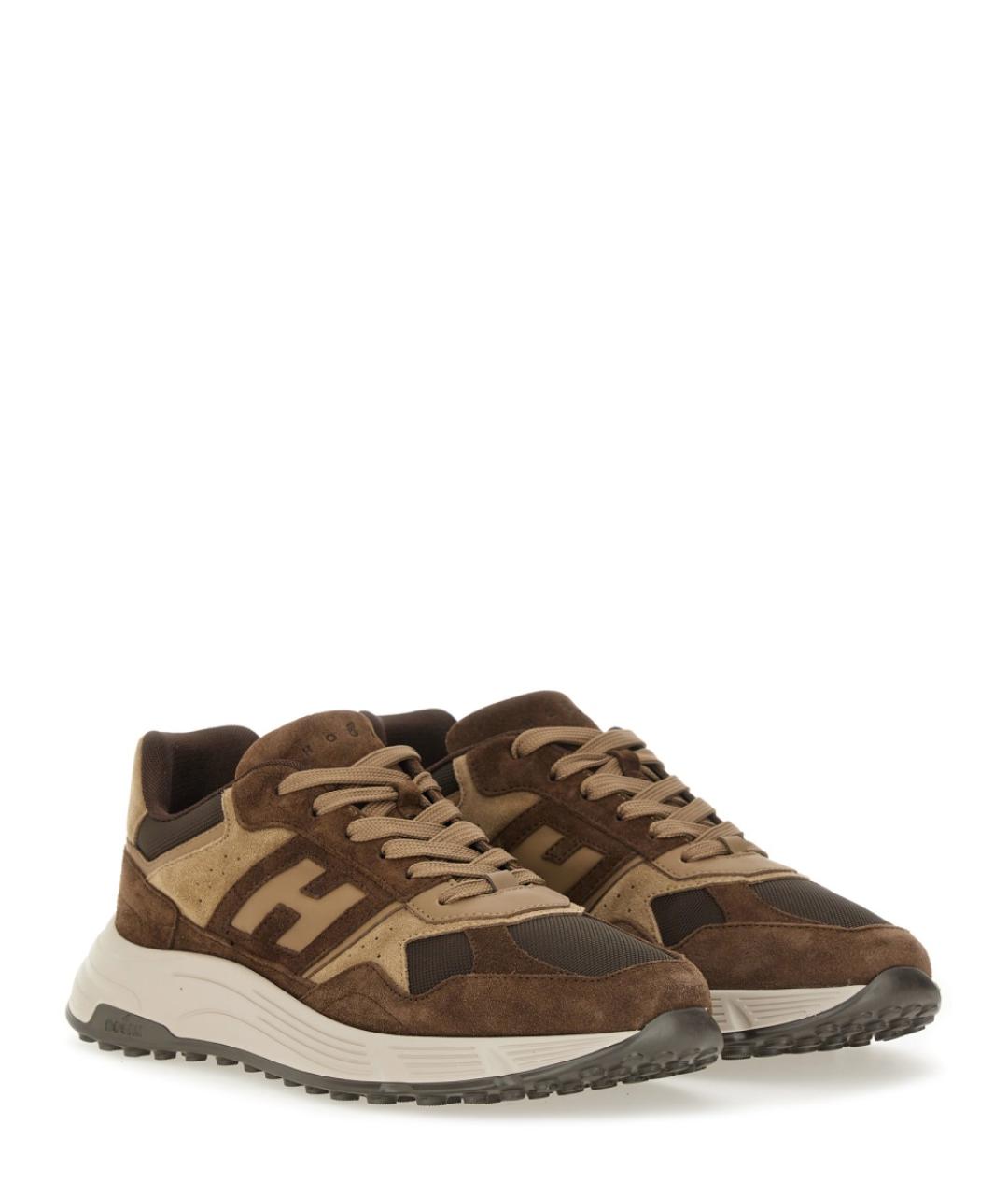HOGAN Коричневые замшевые низкие кроссовки / кеды, фото 3