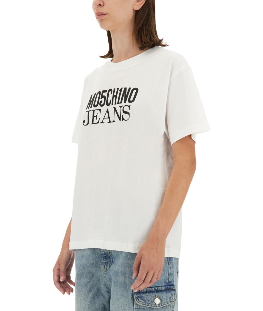 MOSCHINO JEANS Белая хлопковая футболка, фото 4