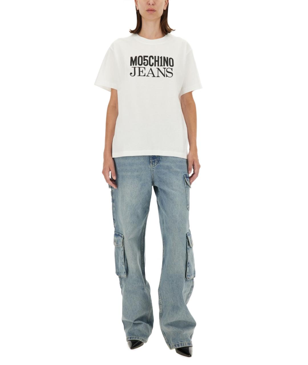 MOSCHINO JEANS Белая хлопковая футболка, фото 2