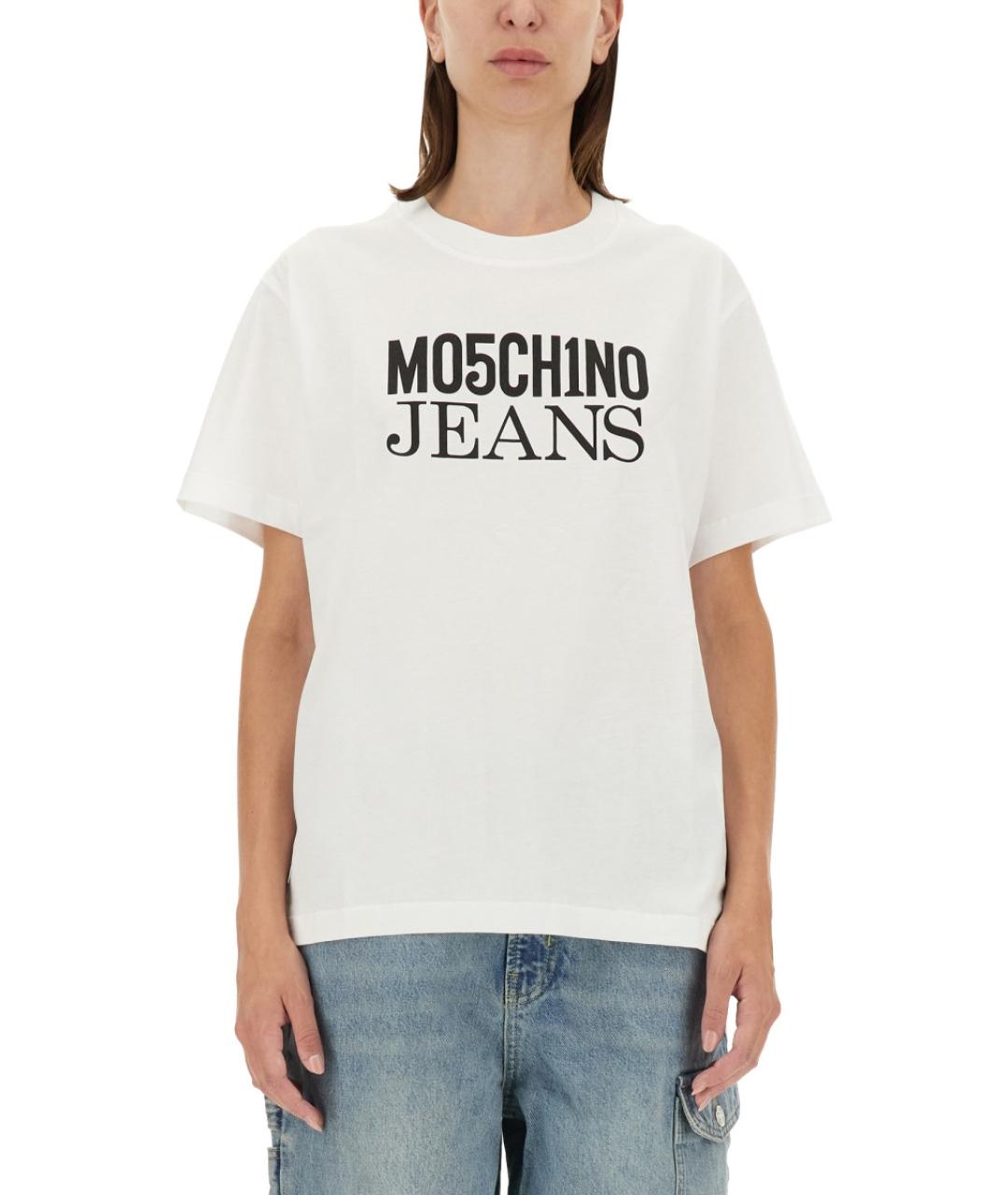MOSCHINO JEANS Белая хлопковая футболка, фото 5
