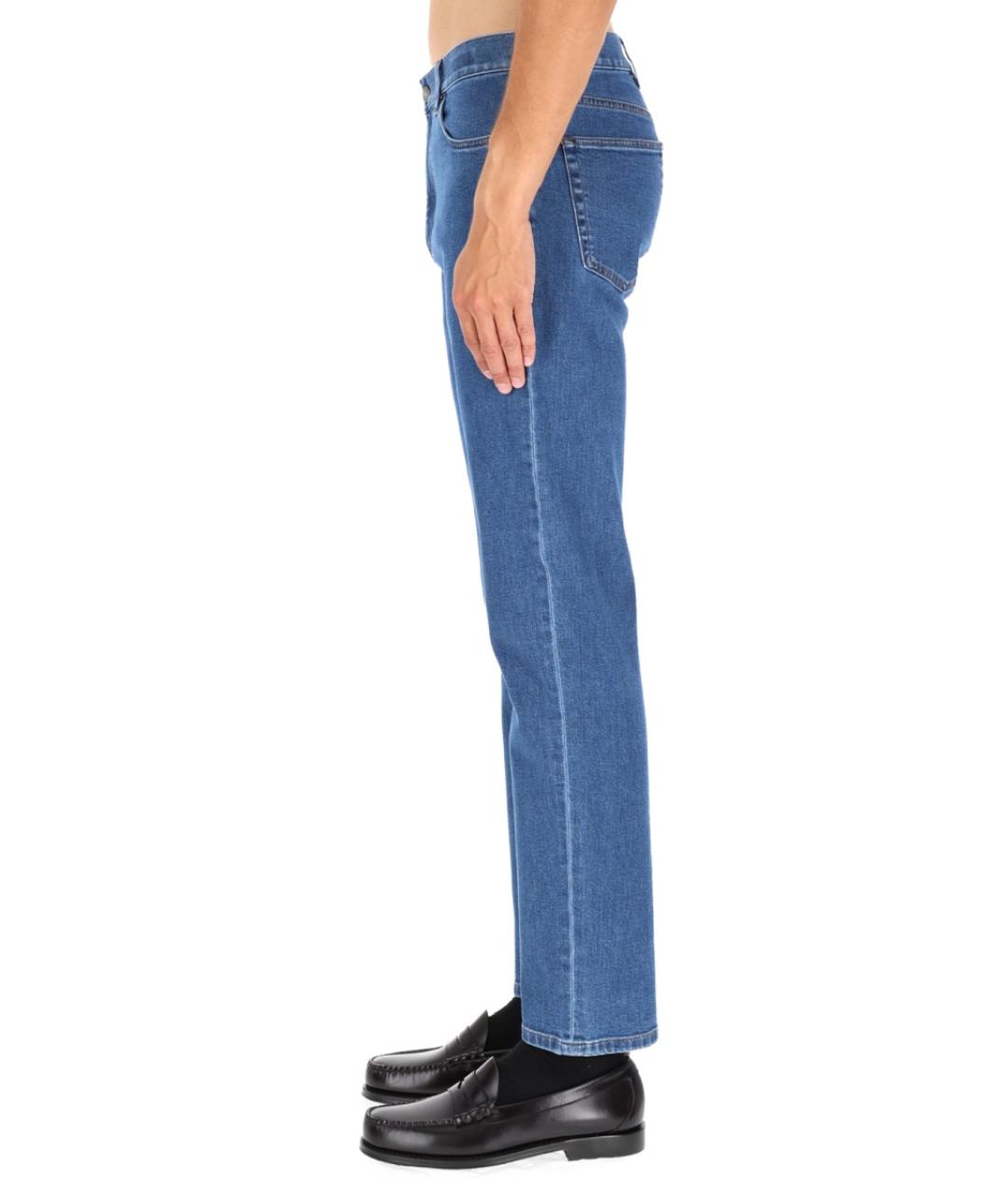 ZEGNA Синие хлопковые прямые джинсы, фото 5