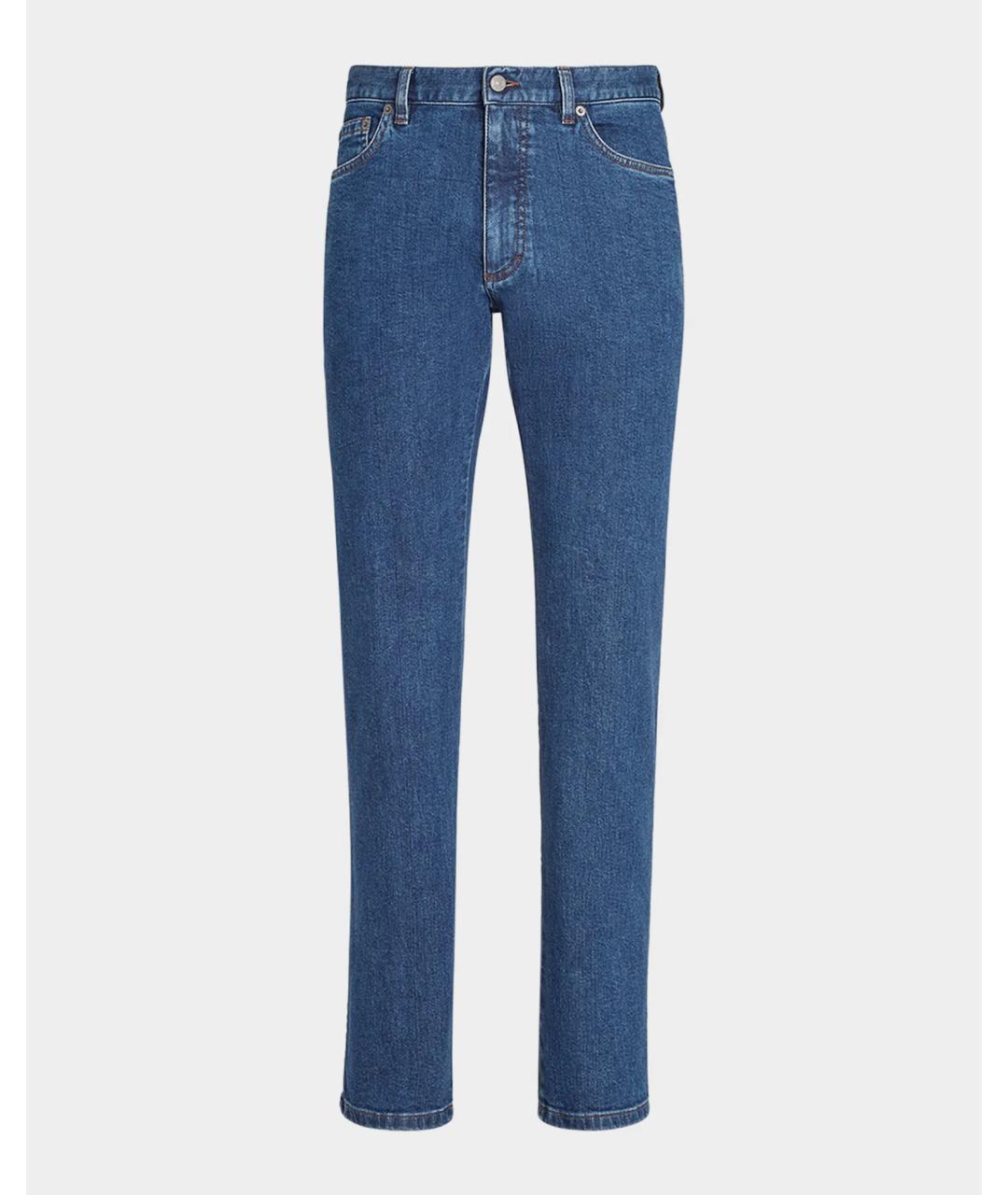 ZEGNA Синие хлопковые прямые джинсы, фото 6