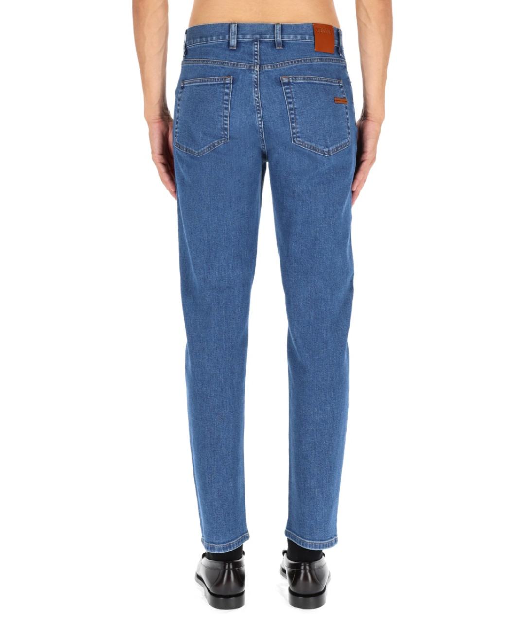 ZEGNA Синие хлопковые прямые джинсы, фото 4