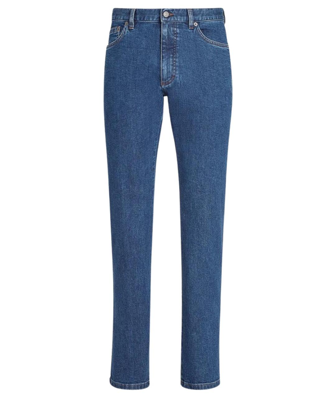 ZEGNA Синие хлопковые прямые джинсы, фото 1