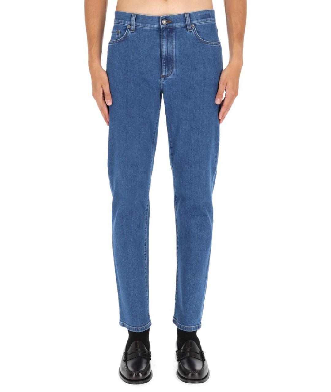 ZEGNA Синие хлопковые прямые джинсы, фото 2