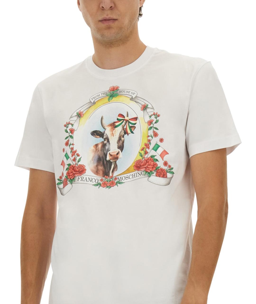 MOSCHINO Белая хлопковая футболка, фото 5