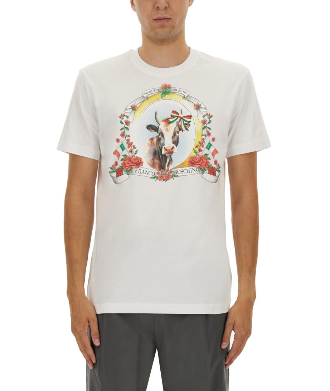 MOSCHINO Белая хлопковая футболка, фото 2