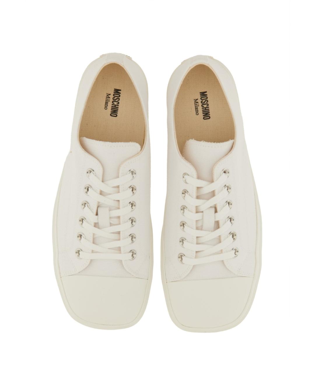 MOSCHINO Белые текстильные низкие кроссовки / кеды, фото 6