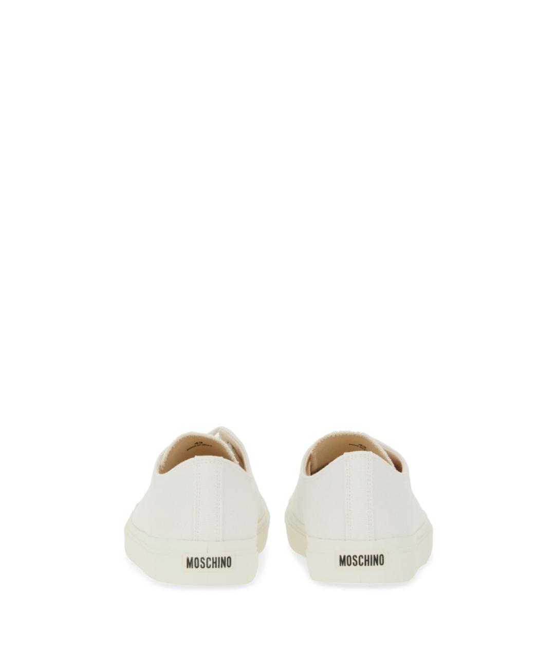 MOSCHINO Белые текстильные низкие кроссовки / кеды, фото 3