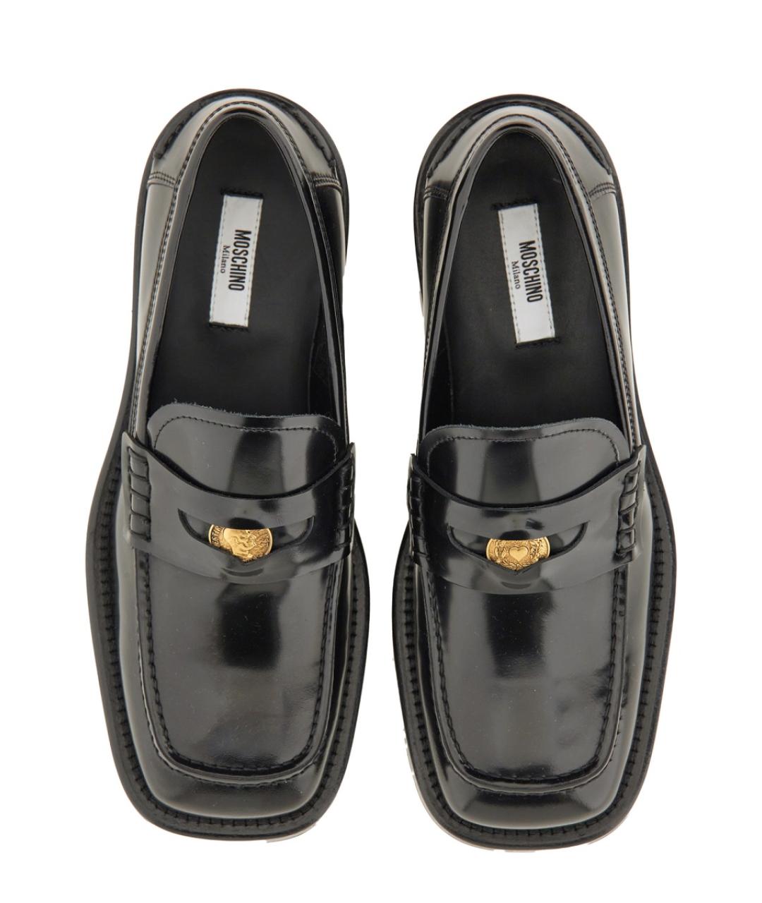 MOSCHINO Черные кожаные лоферы, фото 6