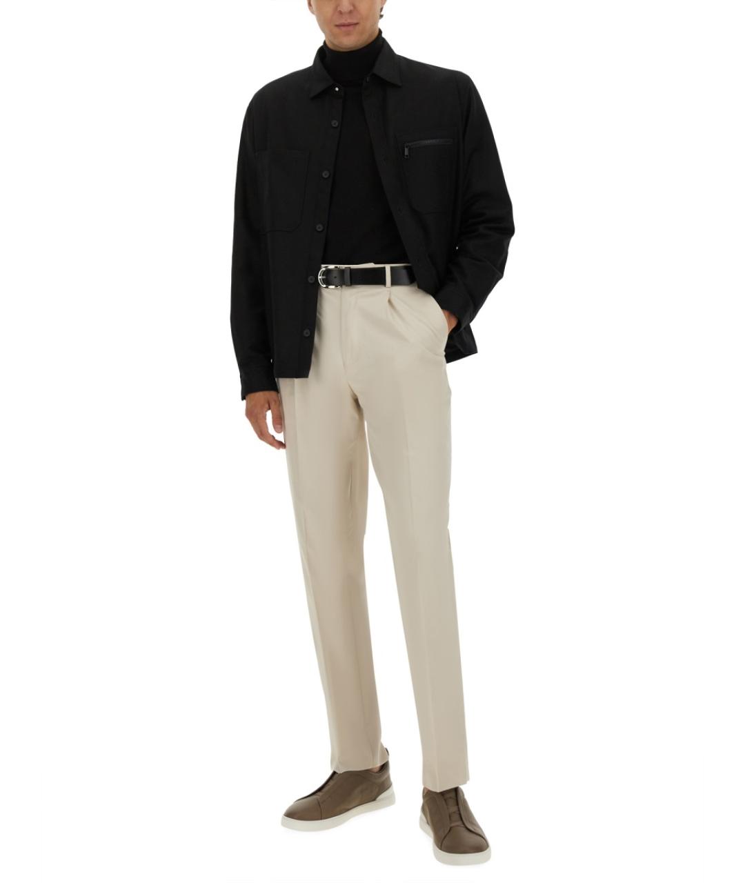 ZEGNA Черная шерстяная кэжуал рубашка, фото 2