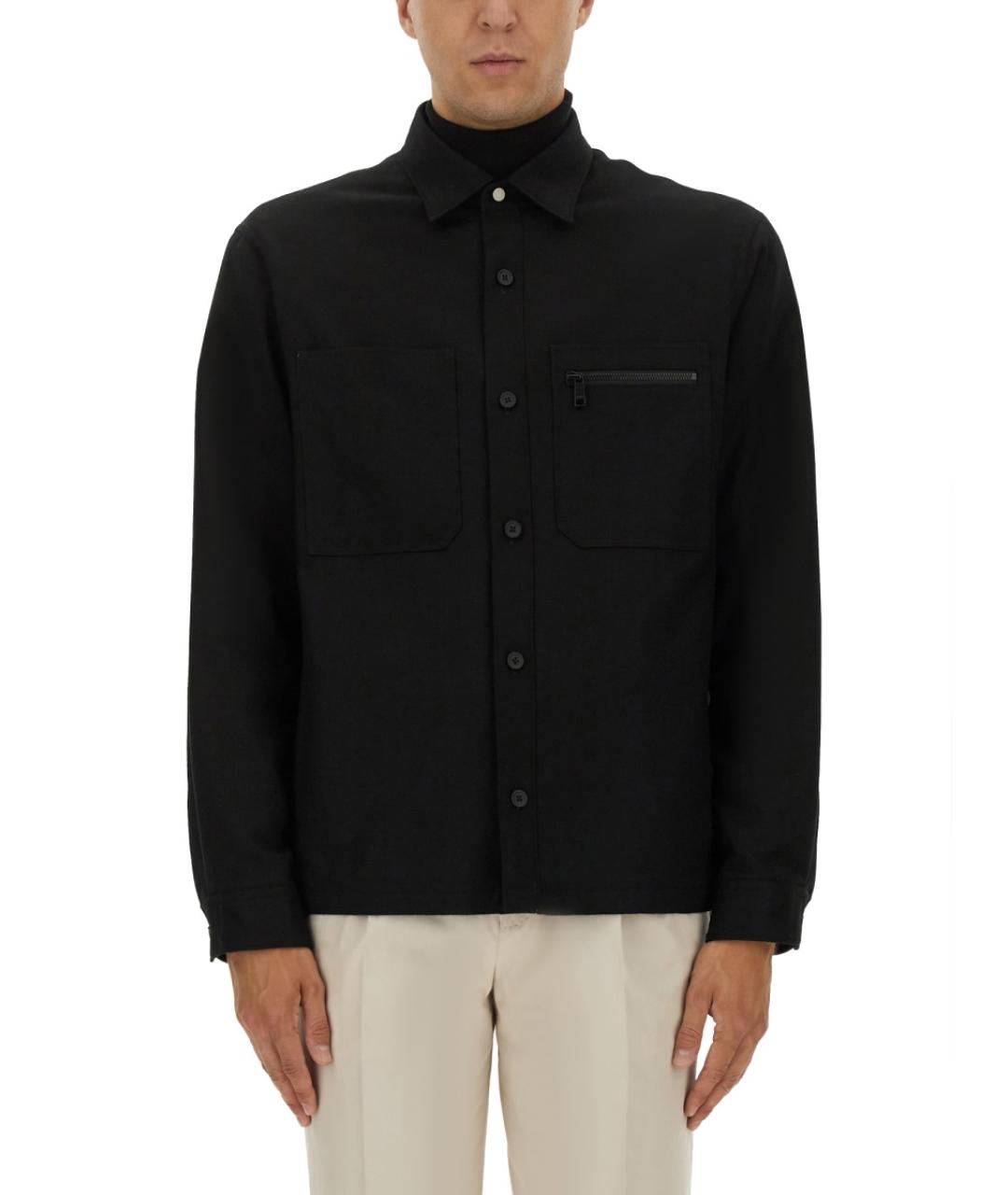 ZEGNA Черная шерстяная кэжуал рубашка, фото 5