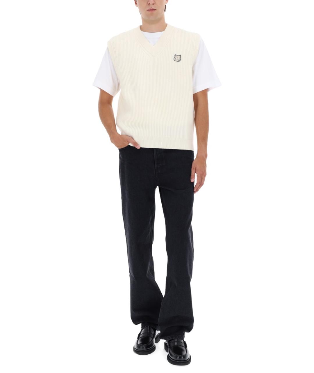 MAISON KITSUNE Белая шерстяная жилетка, фото 3