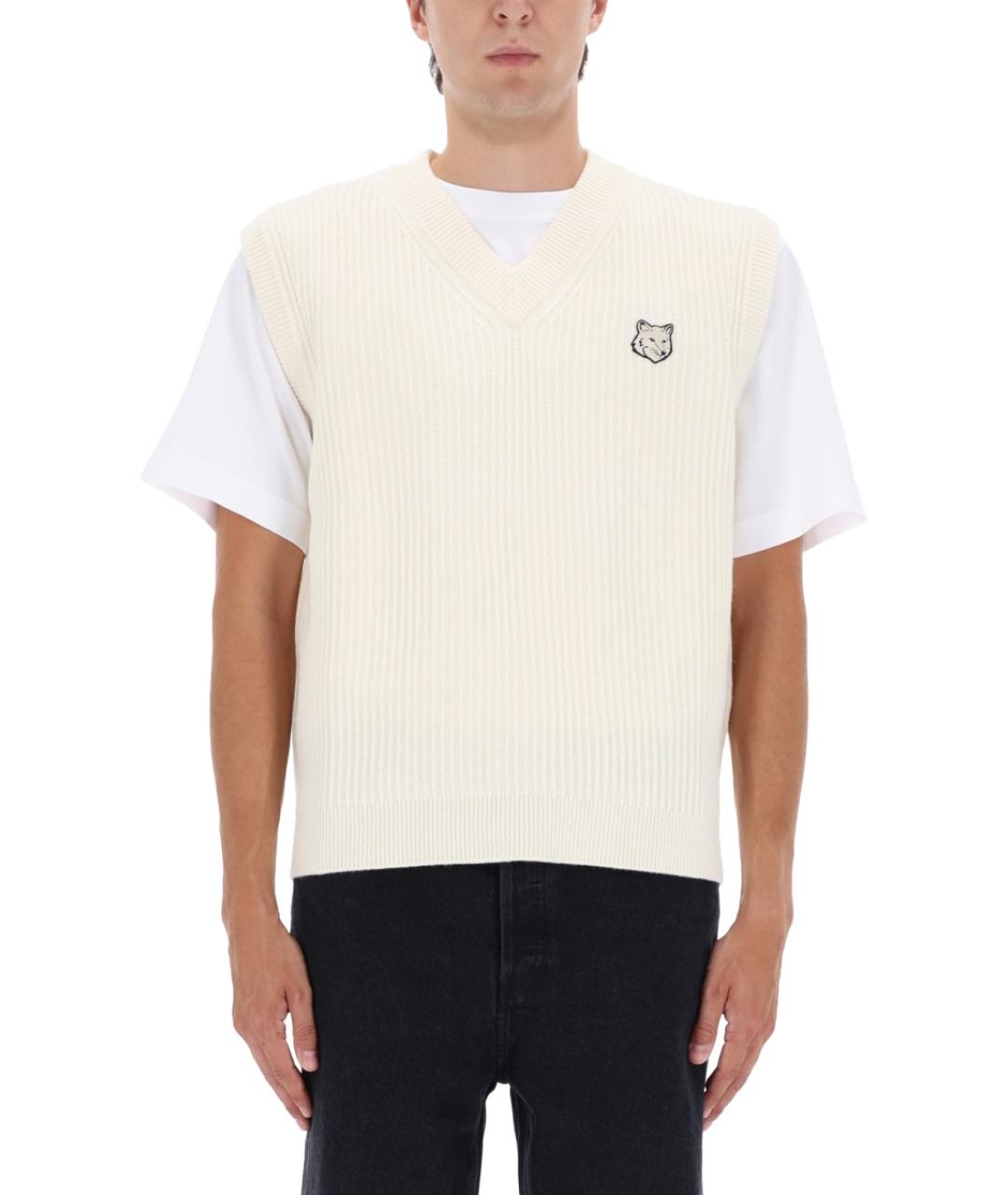 MAISON KITSUNE Белая шерстяная жилетка, фото 2