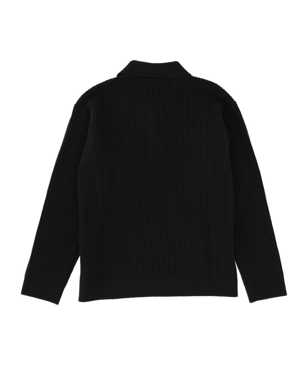 MAISON KITSUNE Черное хлопко-шерстяное поло с длинным рукавом, фото 2