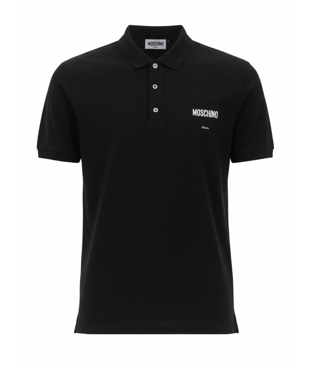MOSCHINO Черное хлопковое поло с коротким рукавом, фото 1