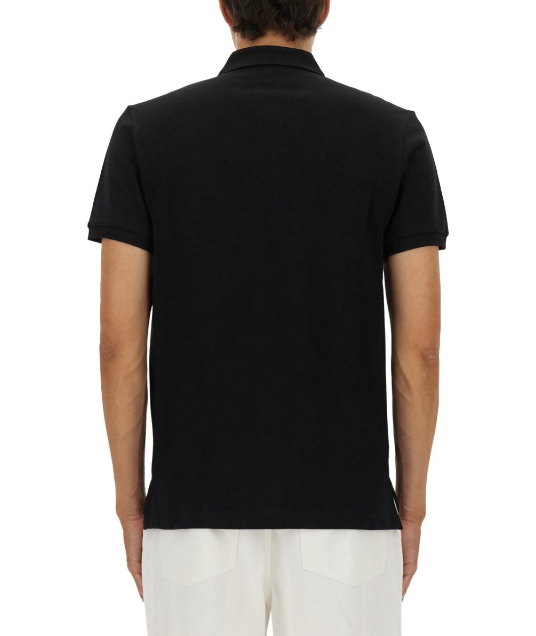 MOSCHINO Черное хлопковое поло с коротким рукавом, фото 3